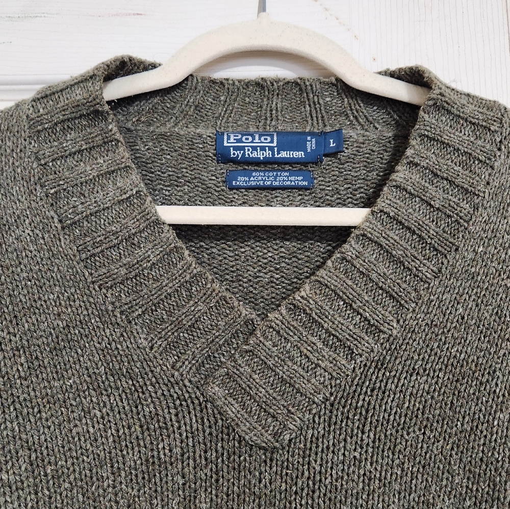 👉🏽Polo Ralph Lauren Green Large V neck Sweater